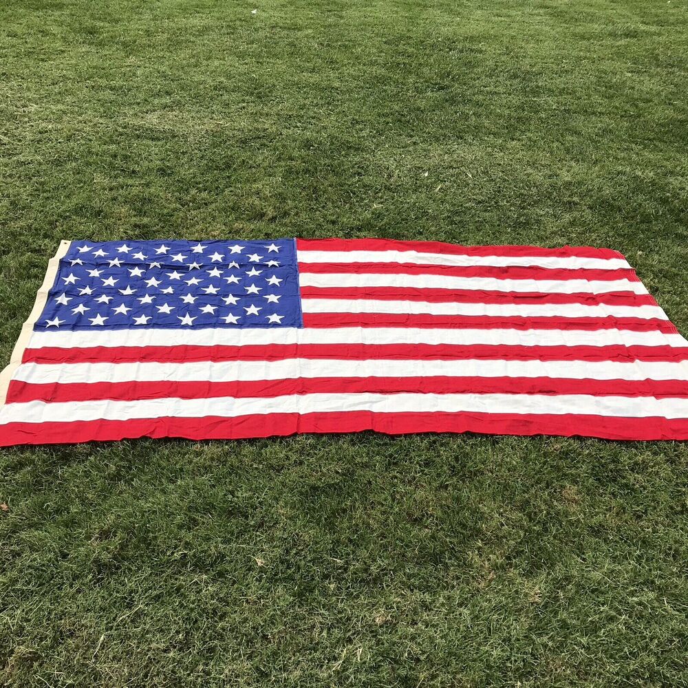 Vintage USA Valley‎ Forge Flag American 50 Stars Large 4.5 x 9.5 Grommets 112x57